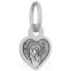 нательная икона божия матерь казанская, серебро 925 проба с родированием (арт. 18.041р)