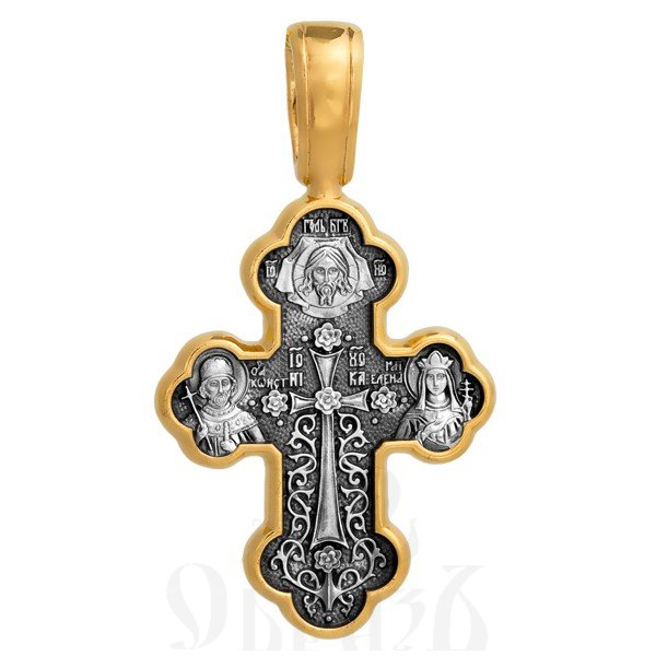 крест «крестовоздвижение. донская икона божией матери», серебро 925 проба с золочением (арт. 101.073)